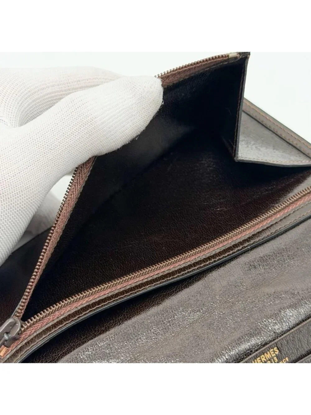 Hermes Bearn Classic Croco Brown Vintage Wallet
